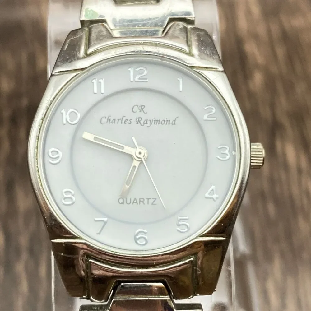 Womens Charles Raymond Silver Tone Quartz Watch New Battery V099BL